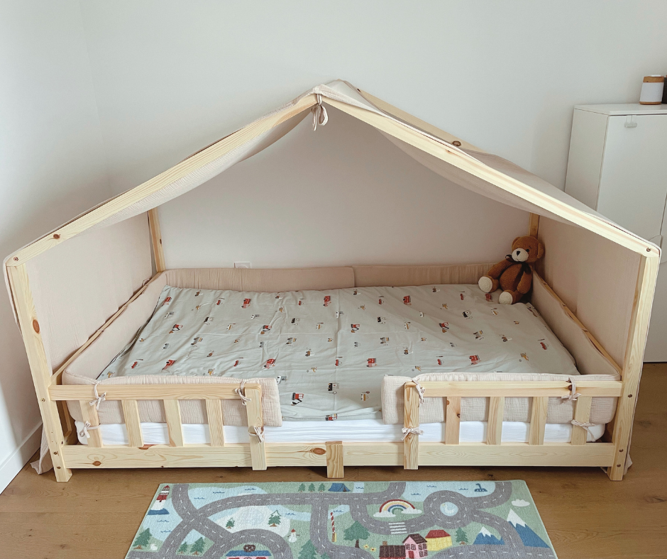 Tour de lit cabane double gaze Beige 19x370cm