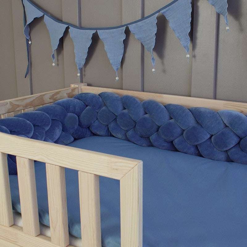 4-strengs bedvlecht Blauw 200cm