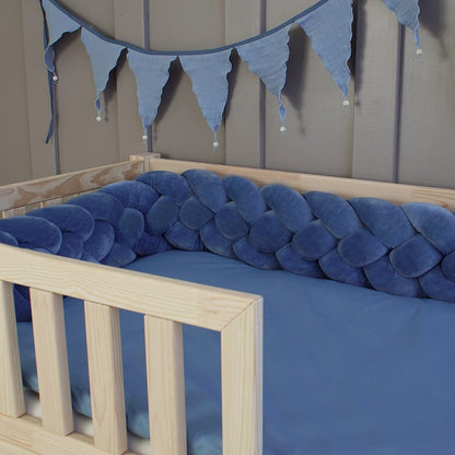 4-strengs bedvlecht Blauw 200cm