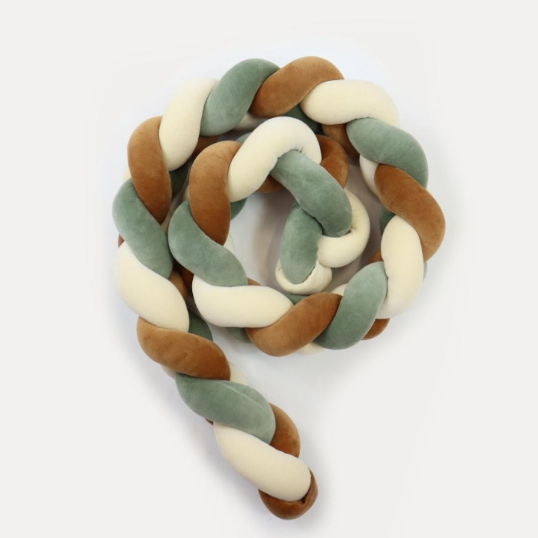 Tresse de lit 3 brins Ecru Camel &amp; Vert