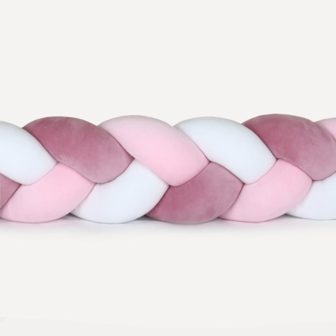 Tresse de lit 3 brins Rose &amp; Blanc