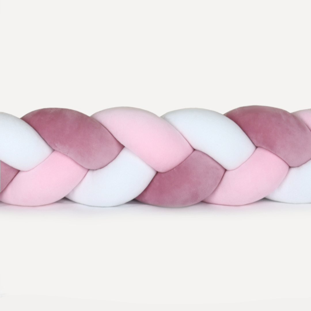Tresse de lit 3 brins Rose &amp; Blanc