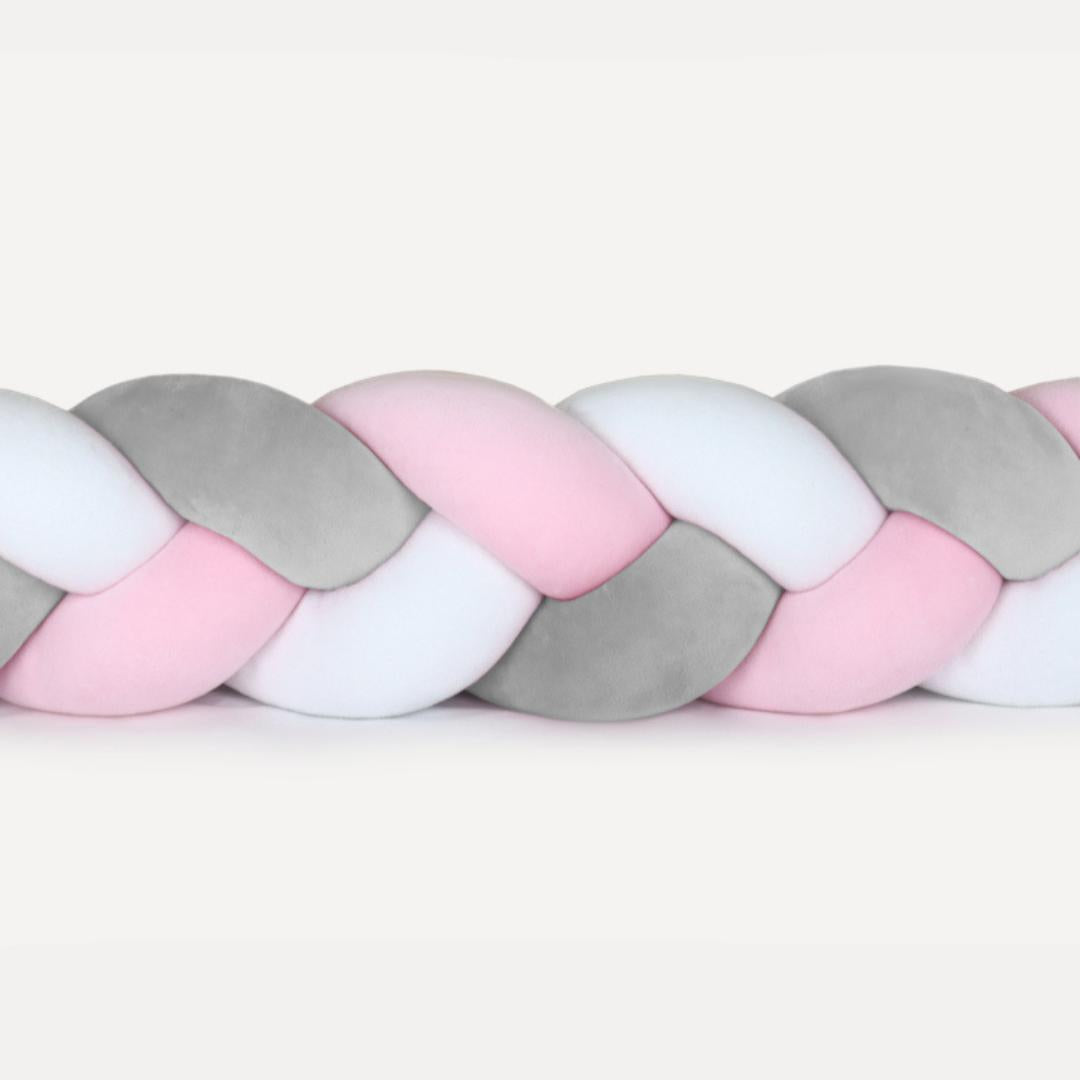 Tresse de lit rose gris &amp; blanc 180cm