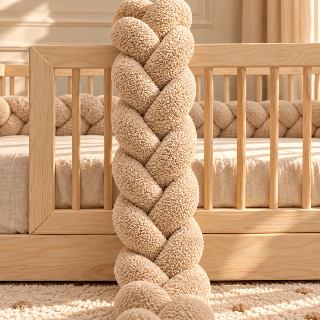 Tresse de lit 3 brins Teddy bouclette Beige