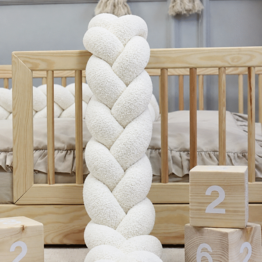 Tresse de lit 3 brins Teddy bouclette Blanc
