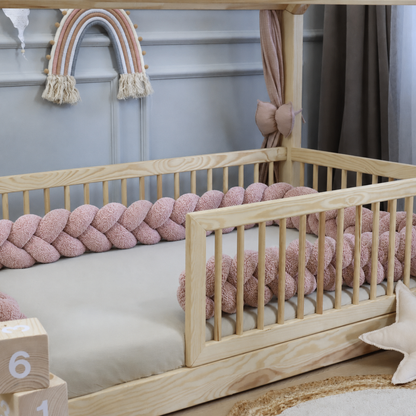 Tresse de lit 3 brins Teddy bouclette Rose poudré