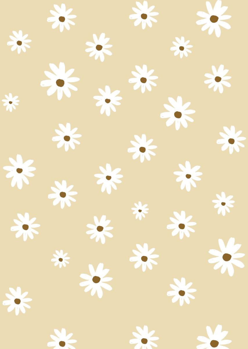 Papier peint chambre enfant Marguerites - Jaune &amp; Blanc