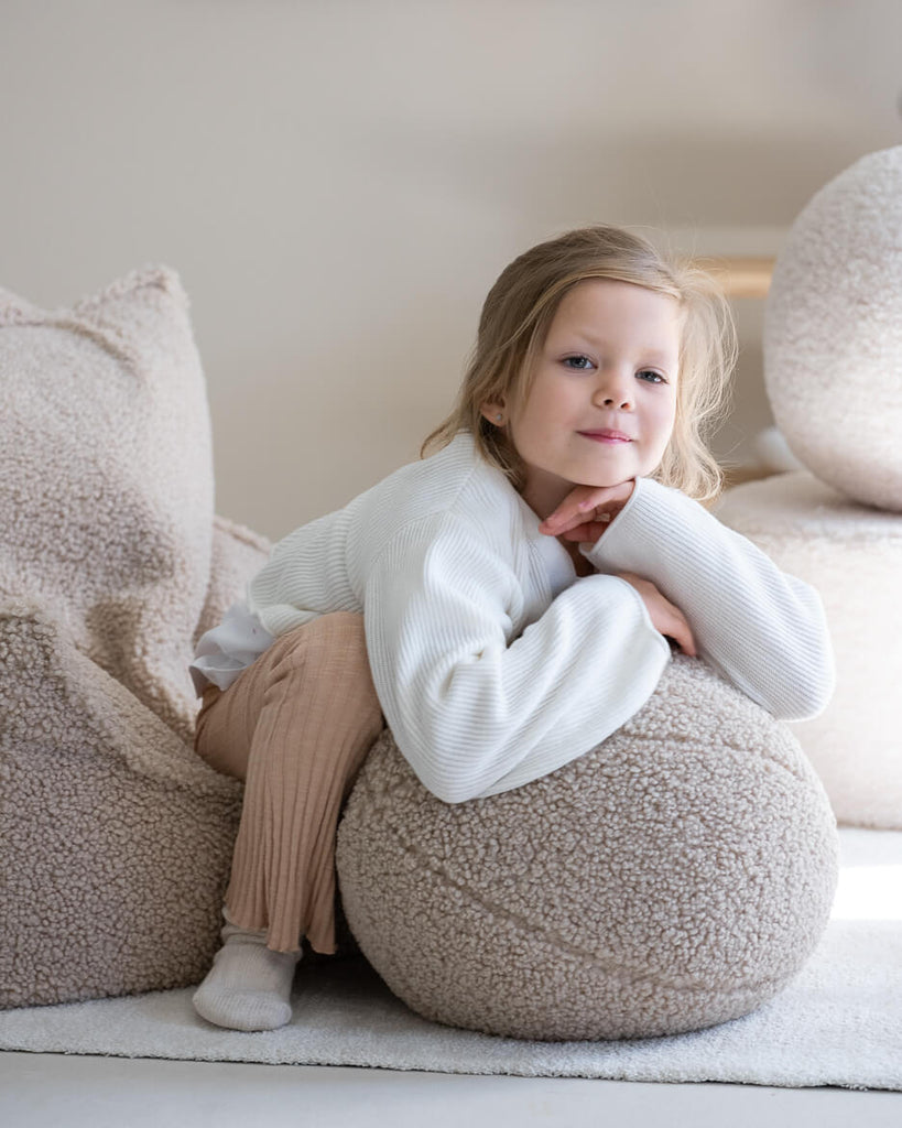 Fauteuil enfant Teddy bouclette Beige
