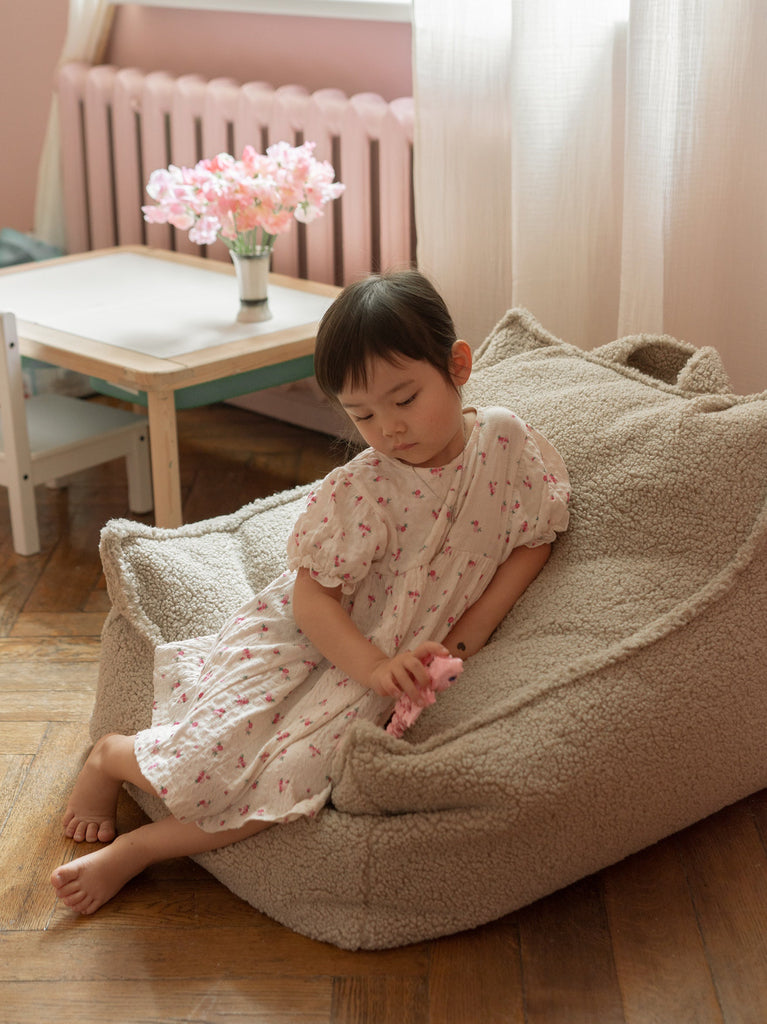 Fauteuil enfant Teddy bouclette Beige