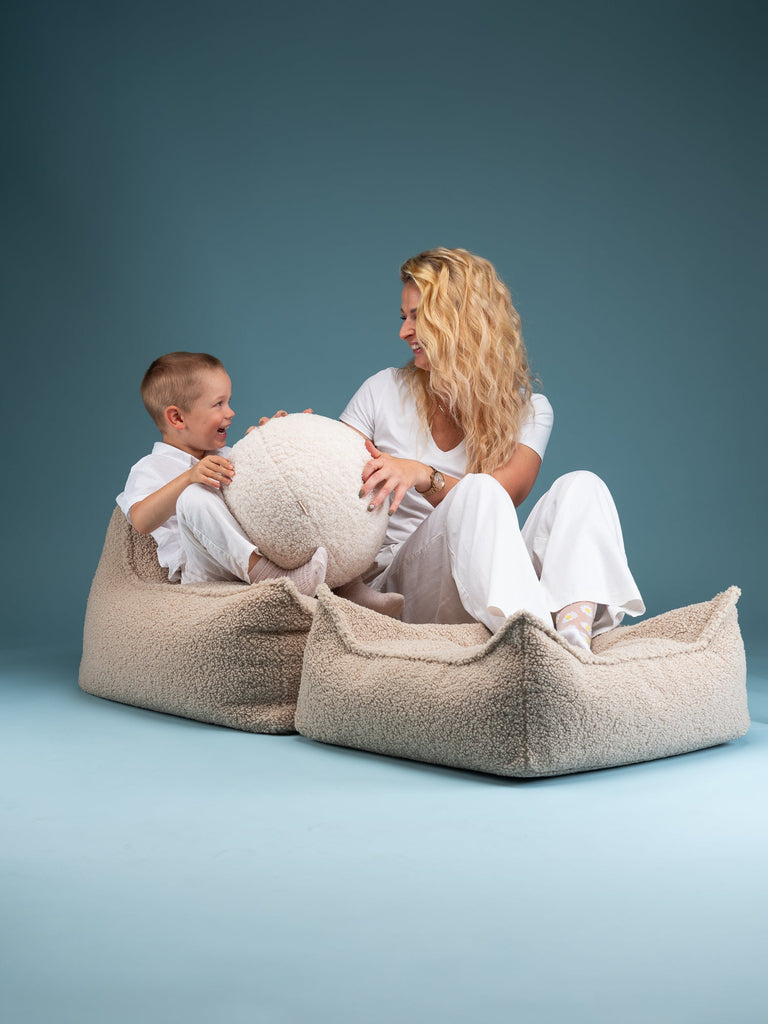 Fauteuil enfant Teddy bouclette Beige