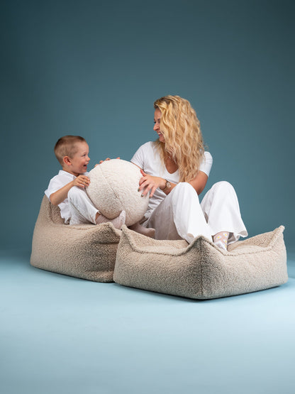 Fauteuil enfant Teddy bouclette Beige