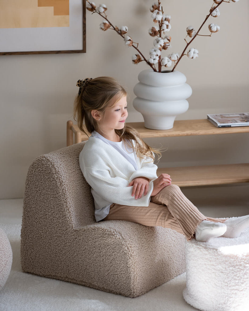 Fauteuil enfant Teddy bouclette Beige