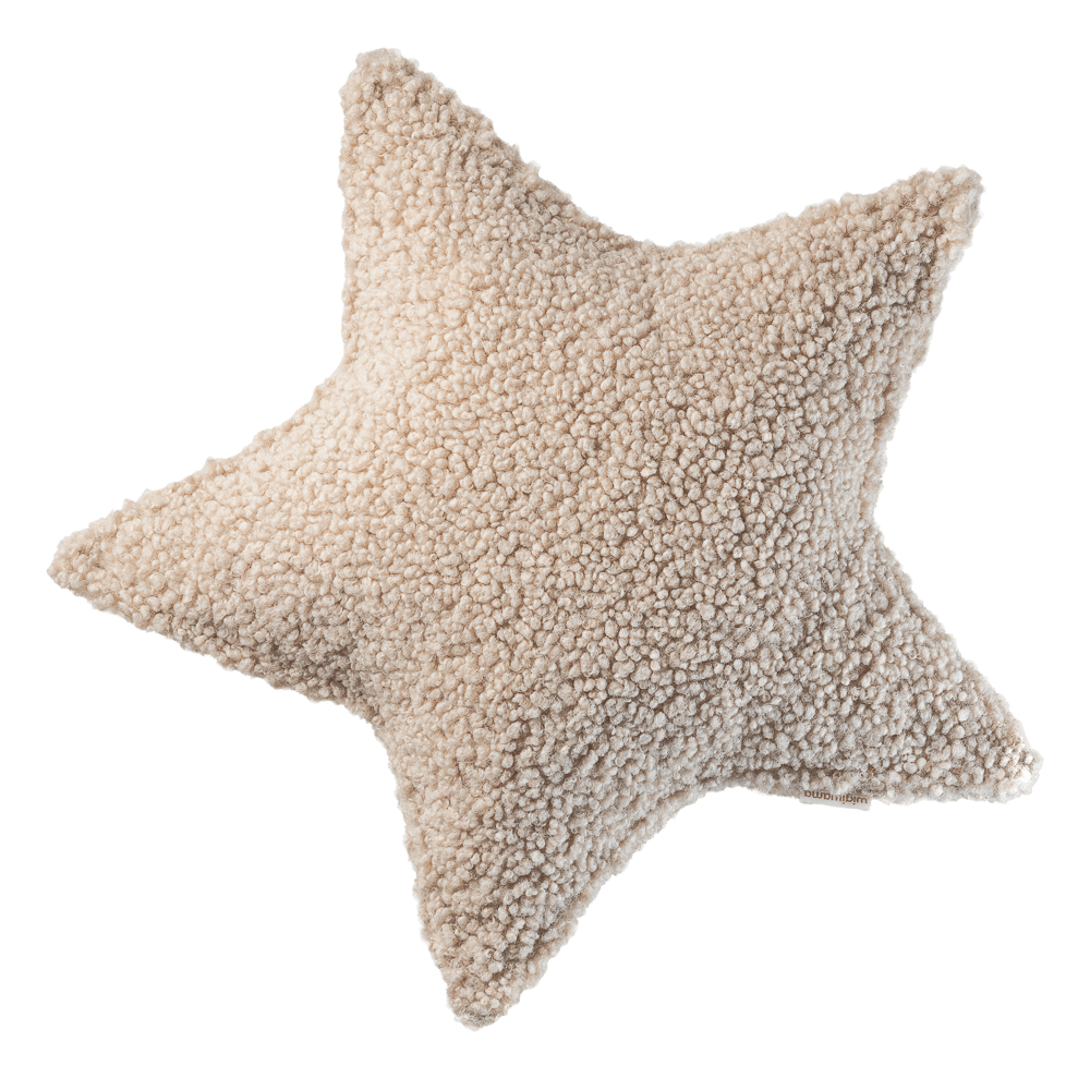 Coussin étoile bouclette Beige