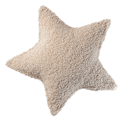 Coussin étoile bouclette Beige