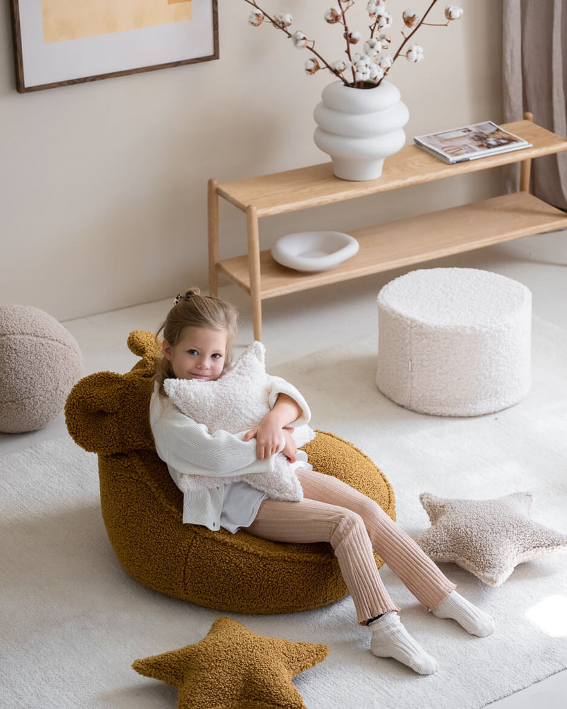 Coussin étoile bouclette Beige