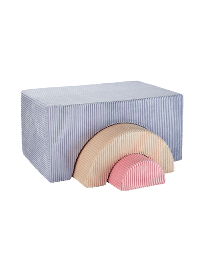 Pouf Montessori arc-en-ciel - Bleu Beige &amp; Rose
