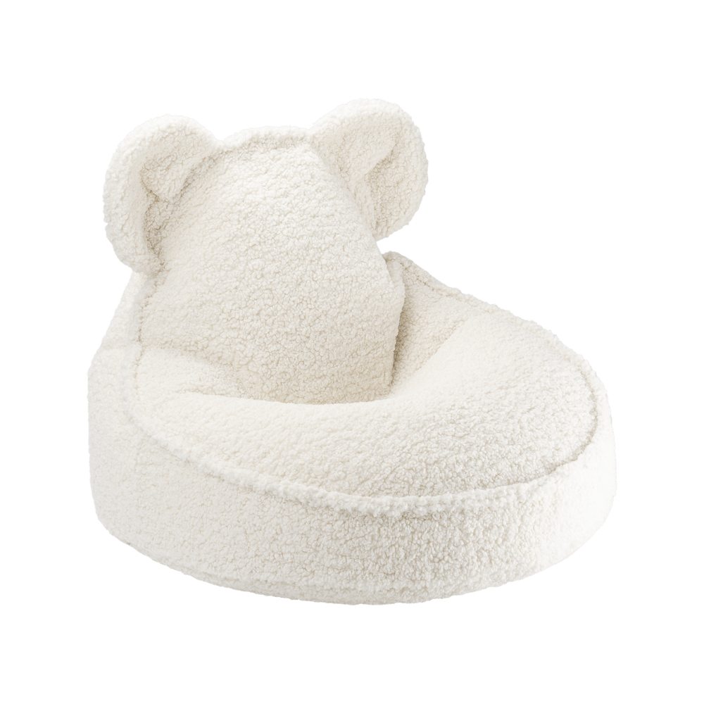 Fauteuil enfant ourson tissu bouclette - Ecru