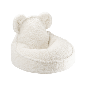 Fauteuil enfant ourson tissu bouclette - Ecru