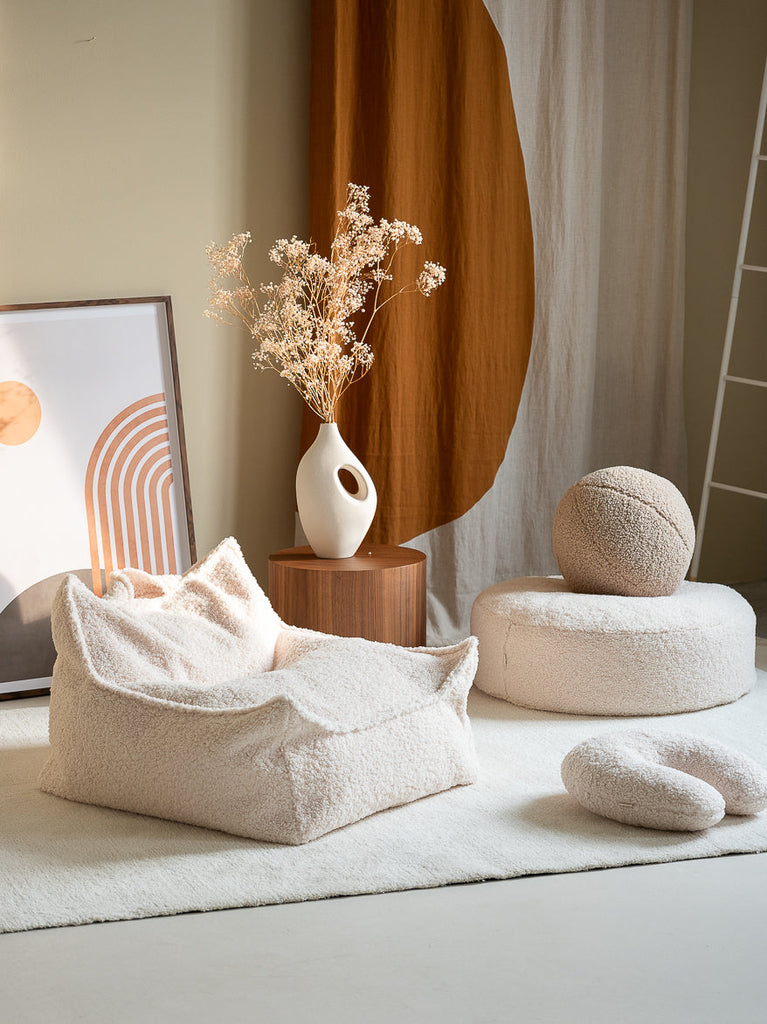 Pouf bouclette Blanc