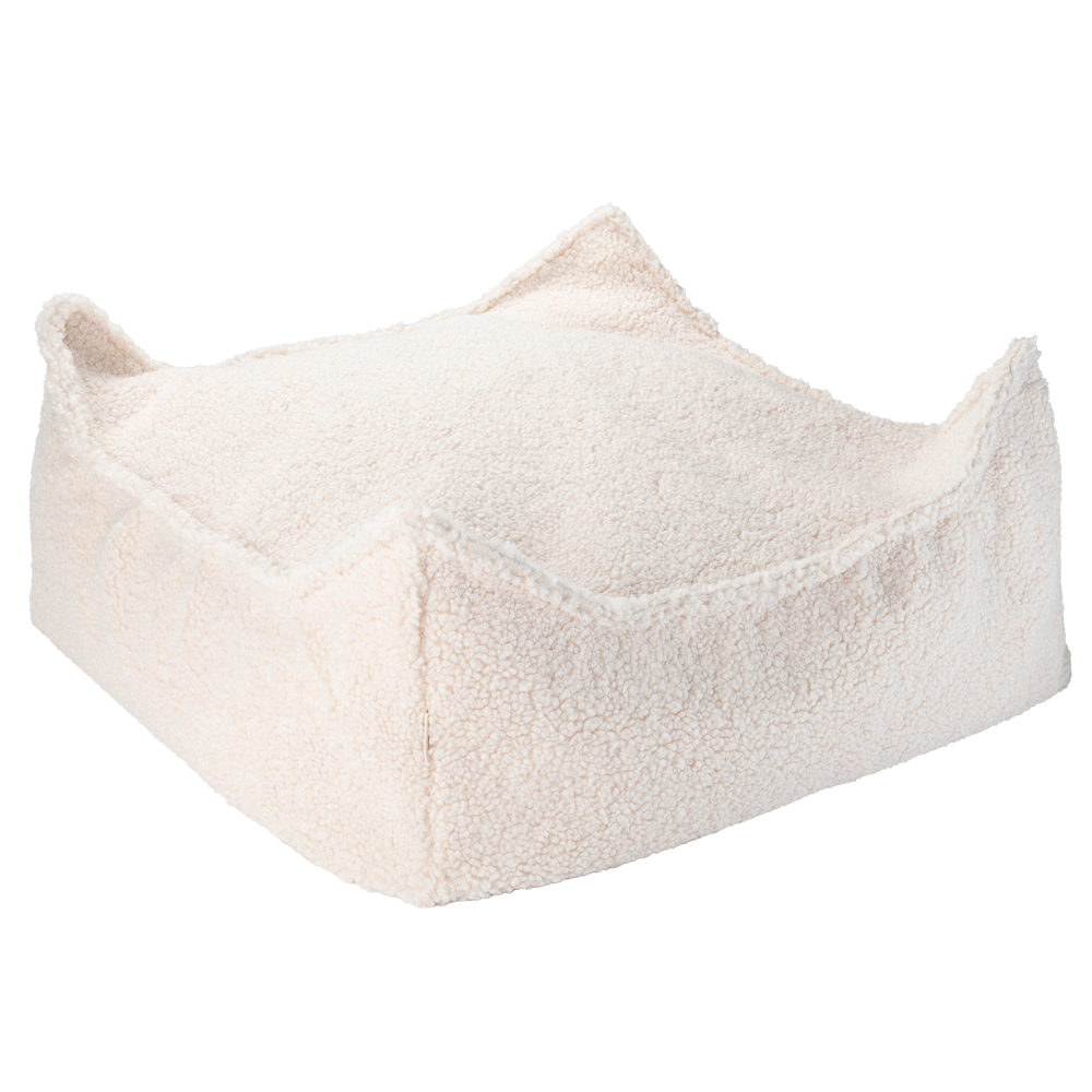 Pouf carré bouclette blanc