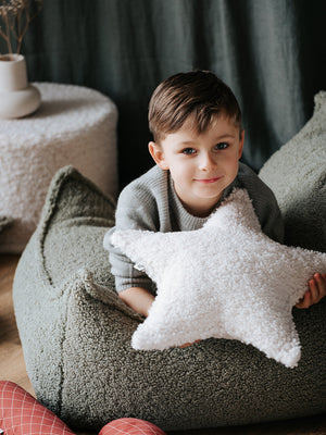 Coussin étoile bouclette Blanc