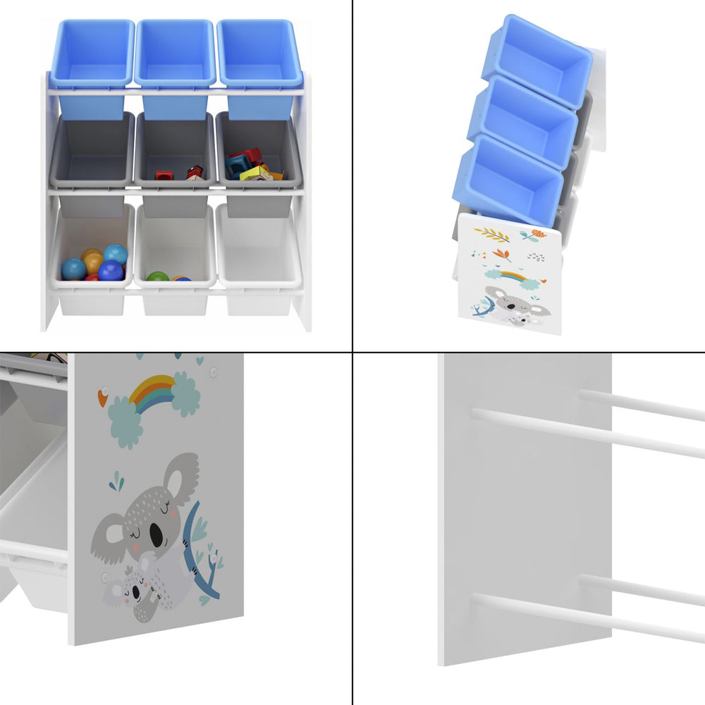 Etagère pour enfant avec 9 bacs de rangement amovibles