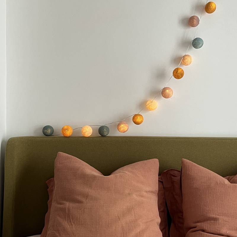 Guirlande lumineuse boule Vert Rose &amp; Camel