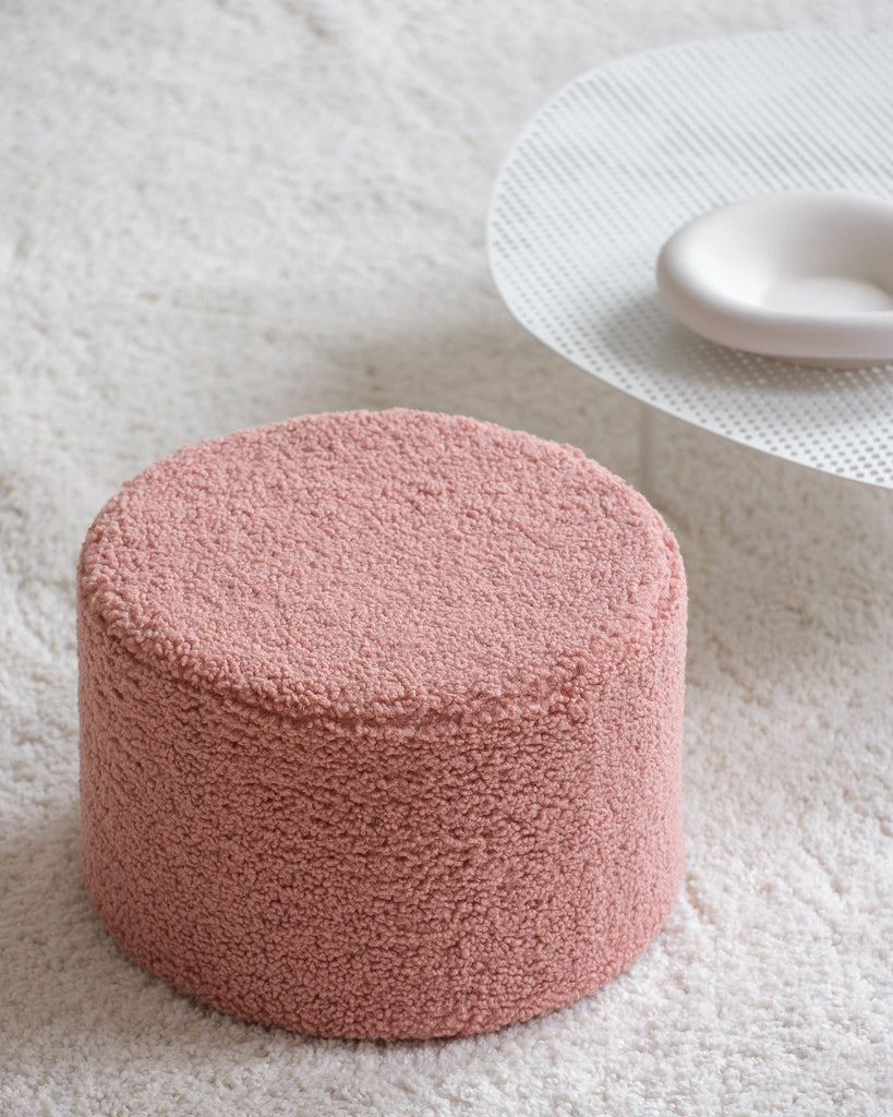 Pouf enfant Teddy bouclette Rose