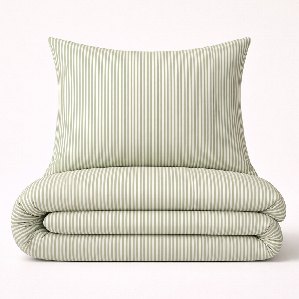 Housse de couette enfant rayures Vert