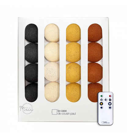 Guirlande lumineuse boule Bleu &amp; Jaune moutarde