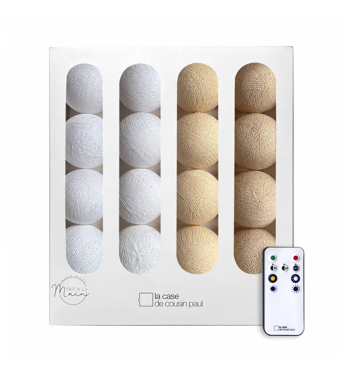 Guirlande lumineuse boule Beige &amp; Blanc