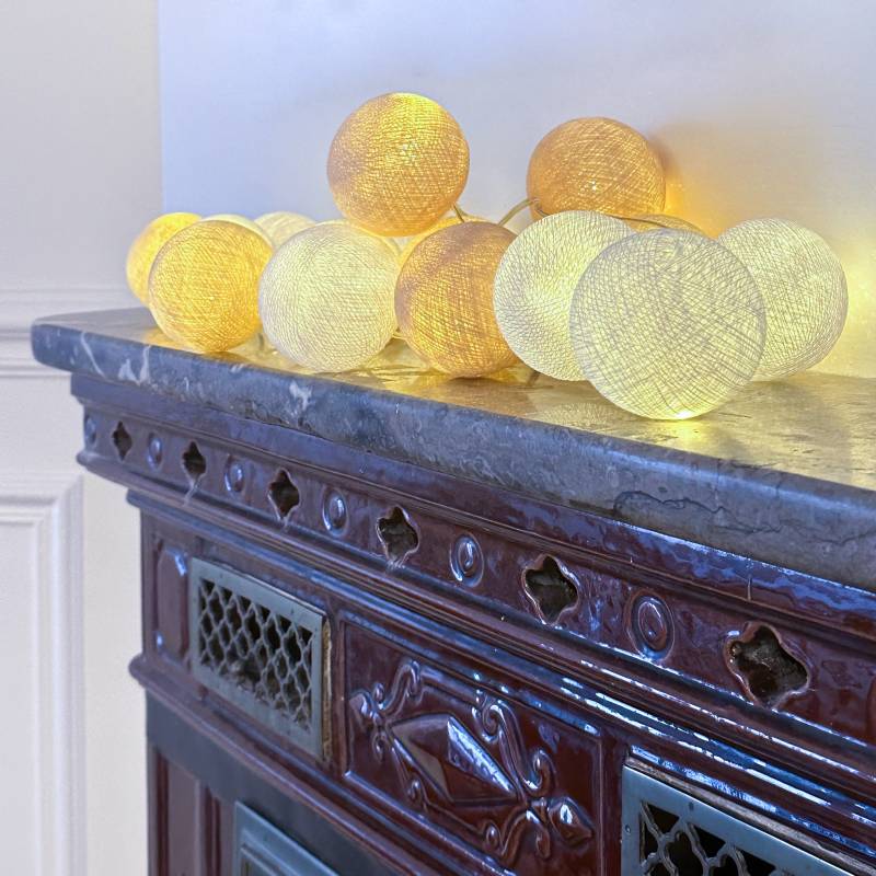 Guirlande lumineuse boule Beige &amp; Blanc