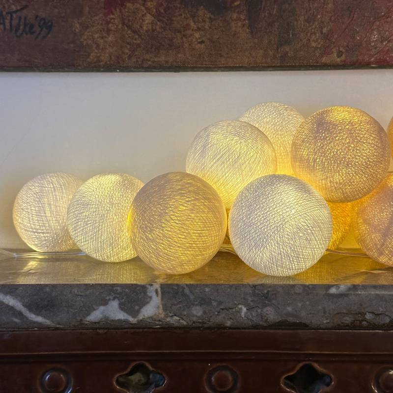 Guirlande lumineuse boule Beige &amp; Blanc