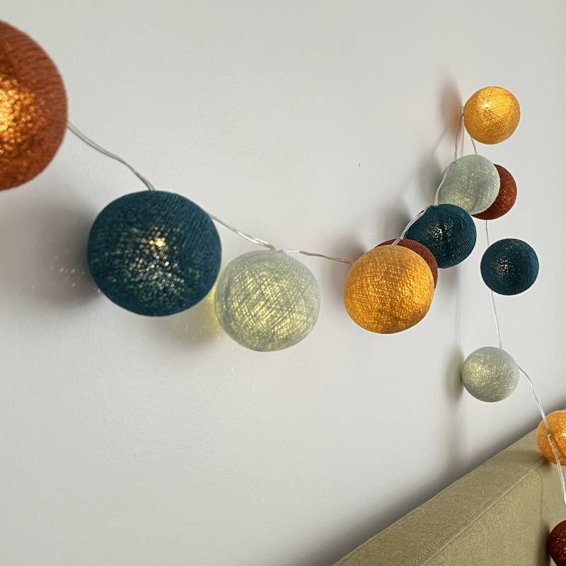 Guirlande lumineuse boule Bleu paon