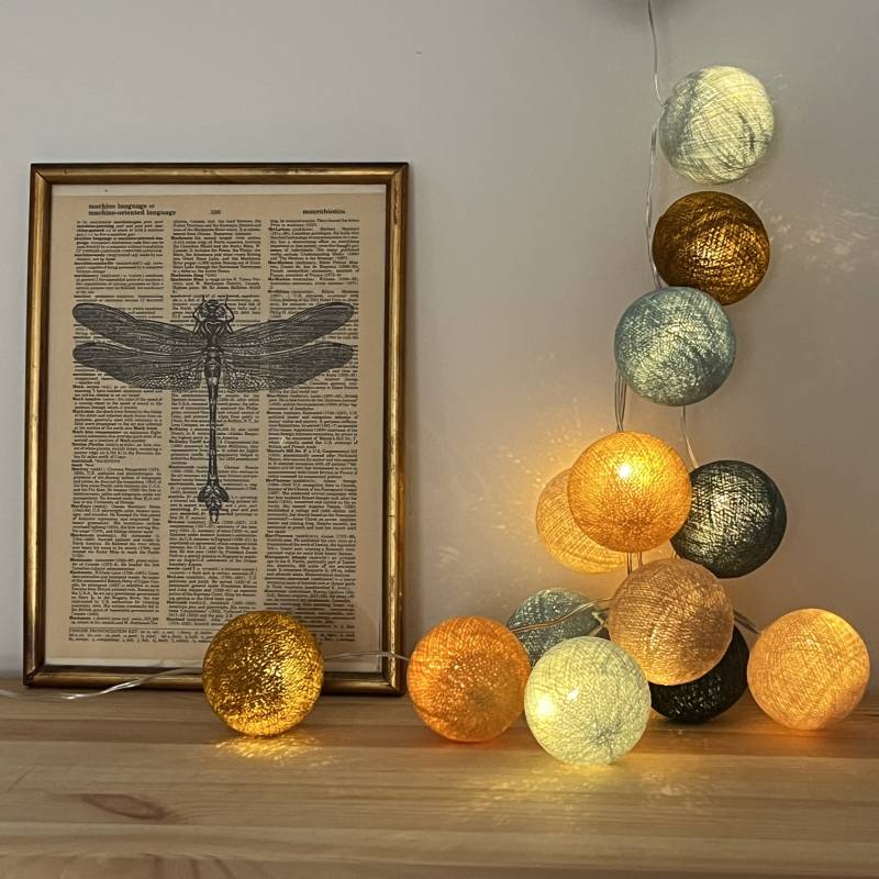 Guirlande lumineuse boule Vert céladon &amp; Camel