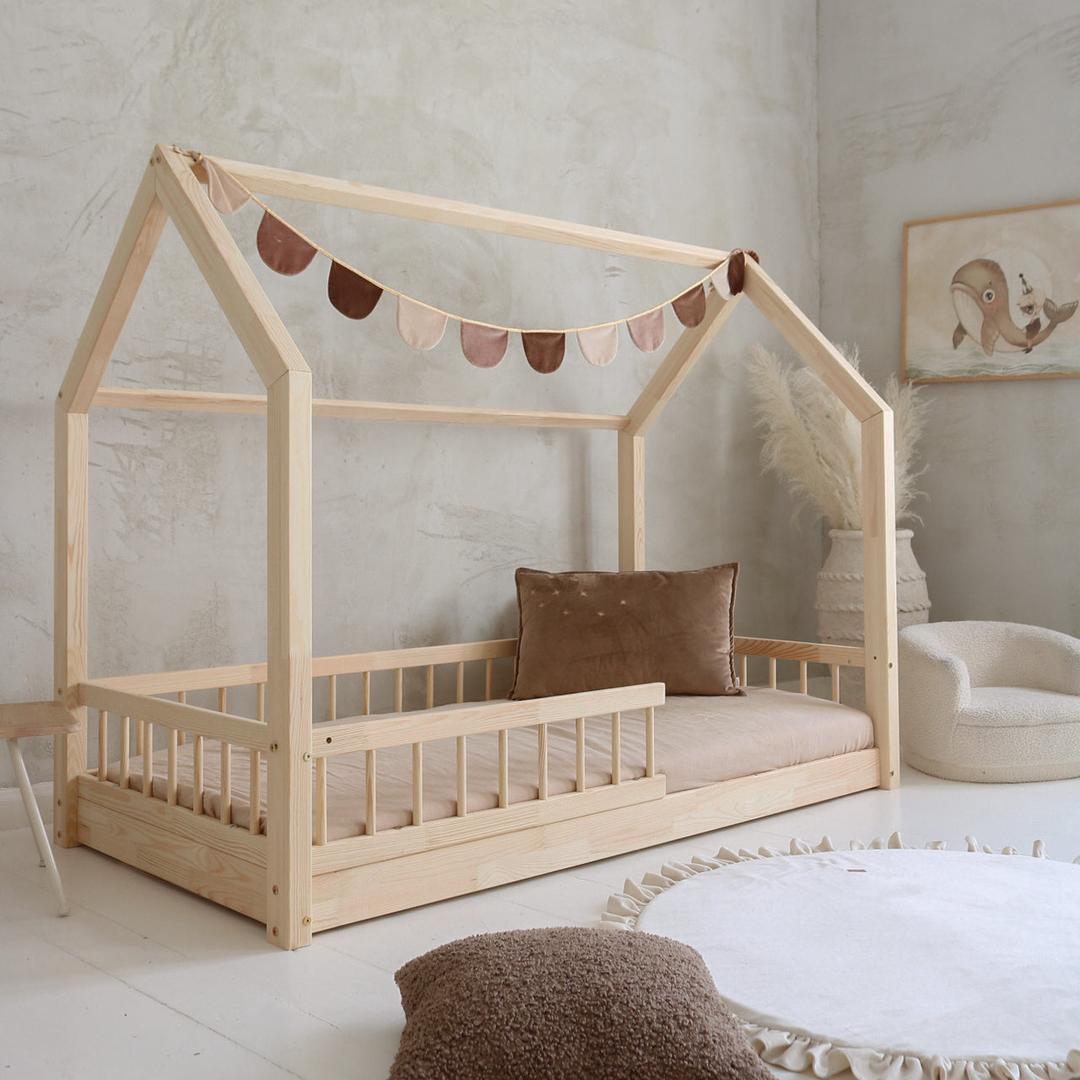 Lit cabane avec barrière Billie 70x140cm