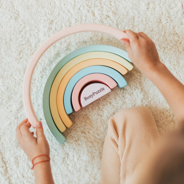 Arc-en-ciel Montessori en bois - Pastel