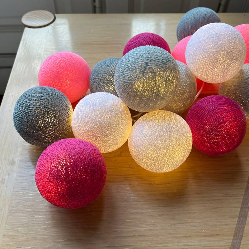 Guirlande lumineuse boule Rose &amp; Gris
