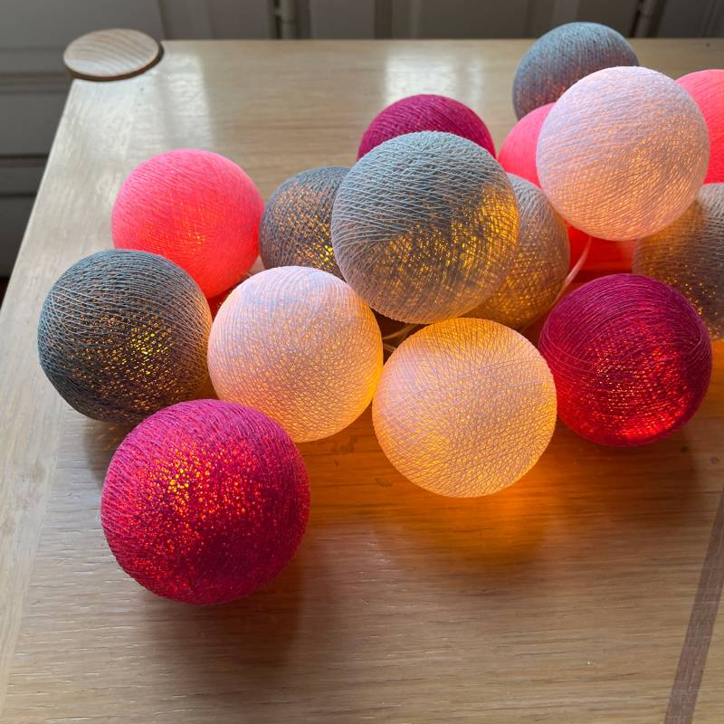 Guirlande lumineuse boule Rose &amp; Gris