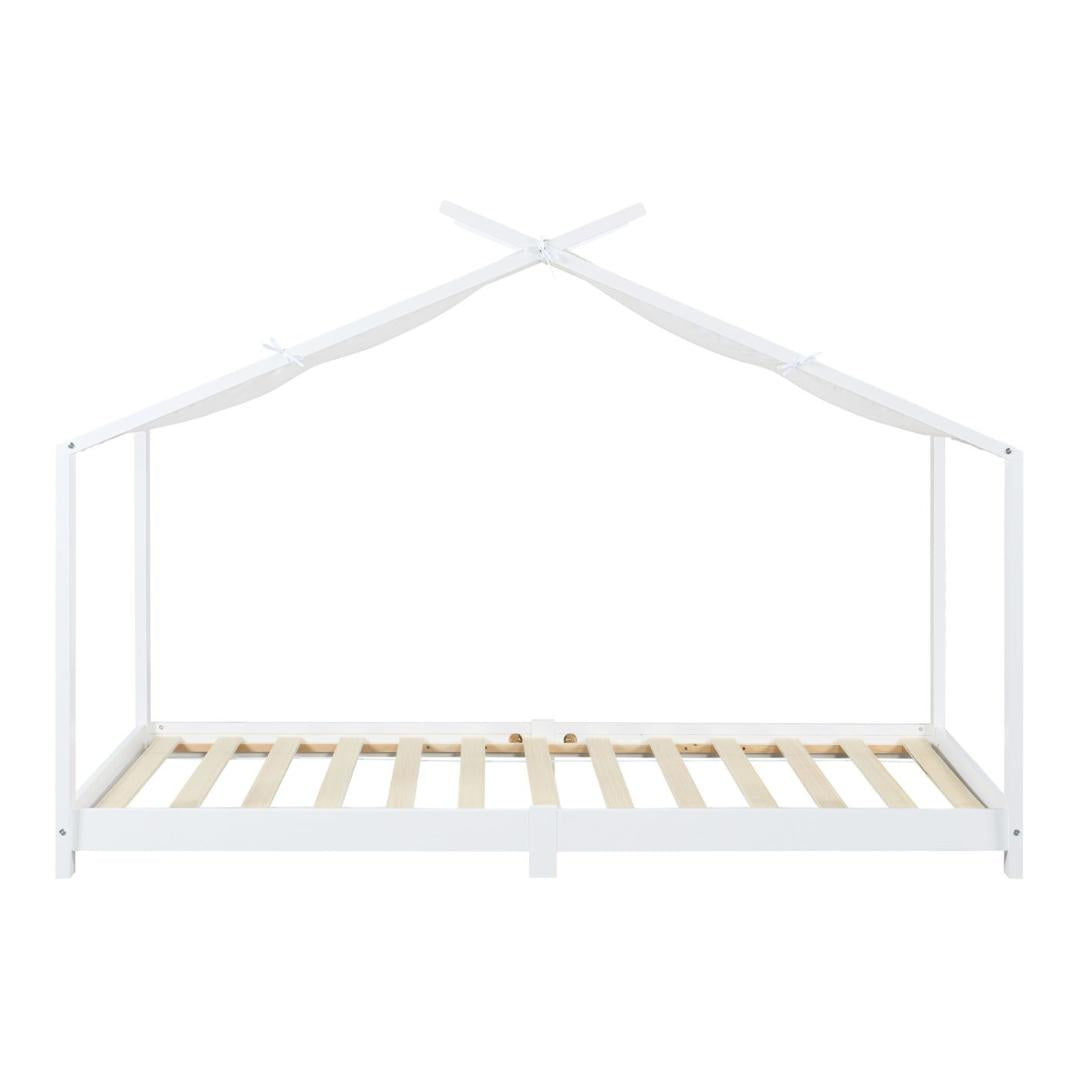 Pack lit cabane + ciel de lit 90x200cm - Blanc