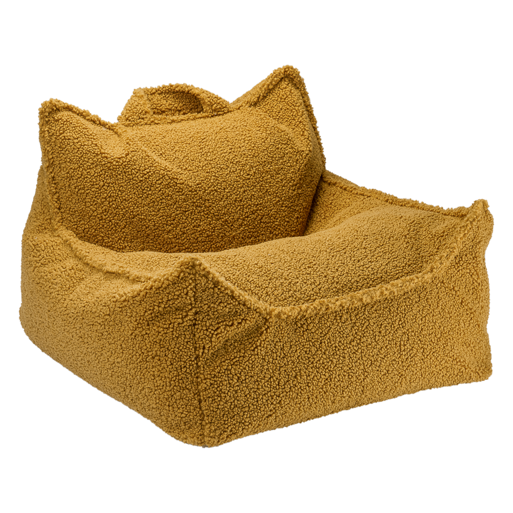 Fauteuil bouclette Jaune moutarde