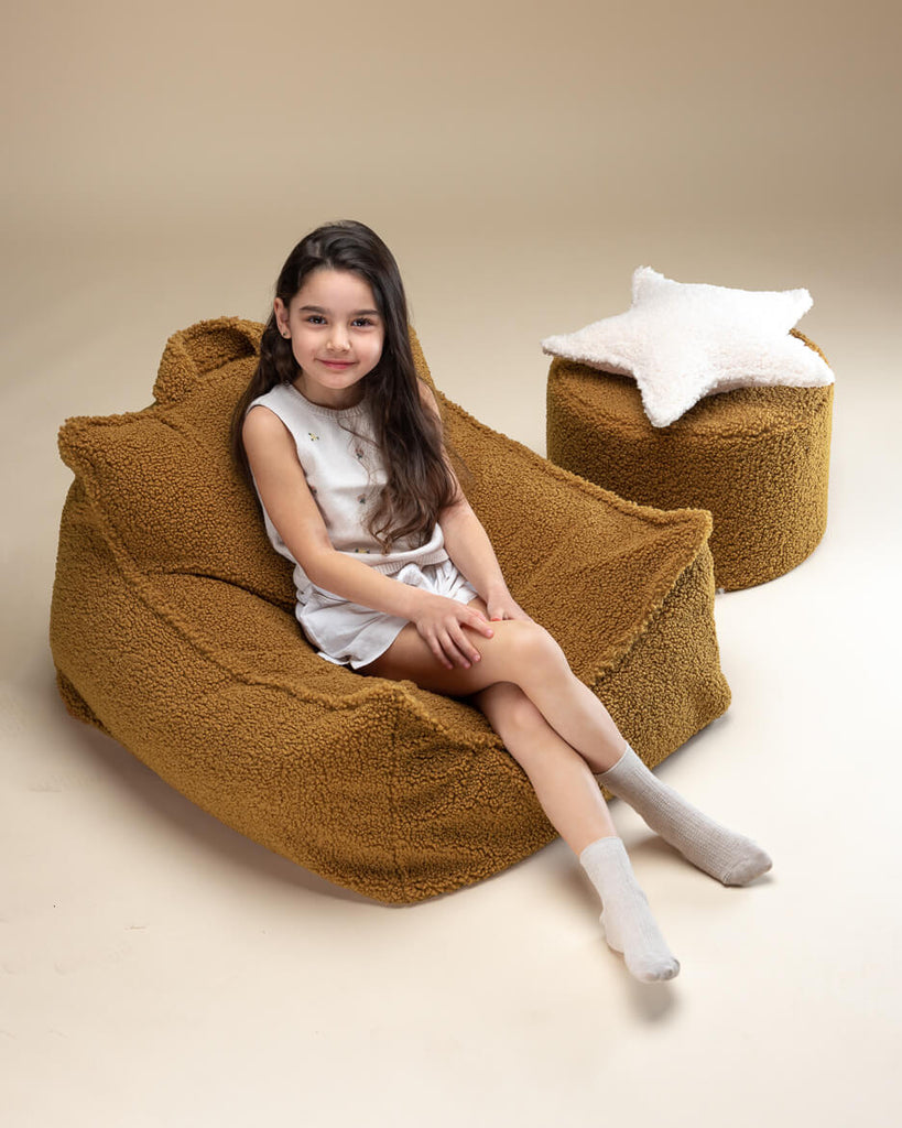 Fauteuil enfant Teddy bouclette Jaune moutarde
