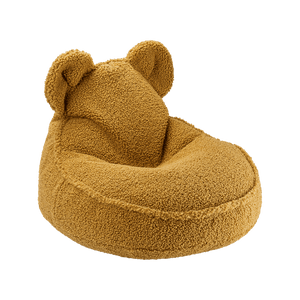 Fauteuil enfant ourson tissu bouclette - Jaune moutarde