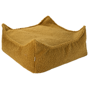 Pouf carré bouclette Jaune moutarde