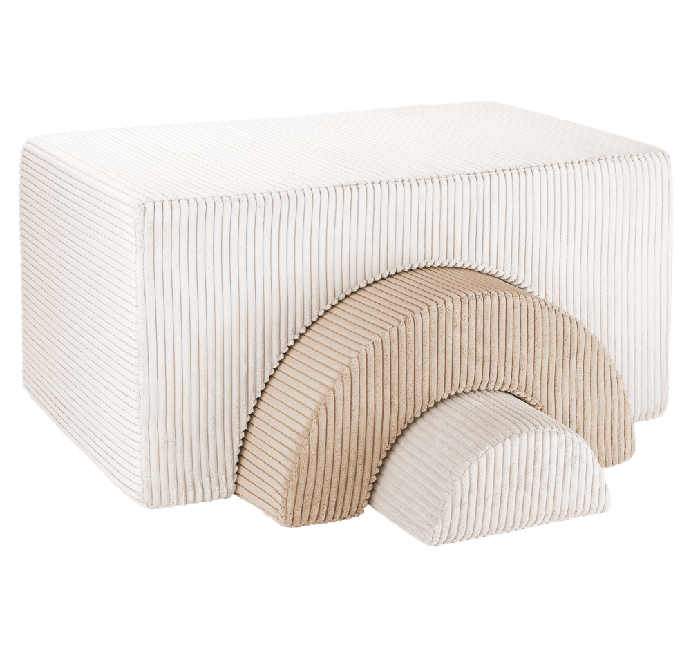 Pouf Montessori arc-en-ciel - Beige et blanc