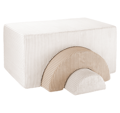 Pouf Montessori arc-en-ciel - Beige et blanc