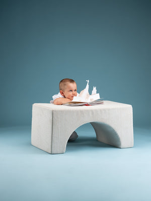 Pouf Montessori arc-en-ciel - Beige et blanc