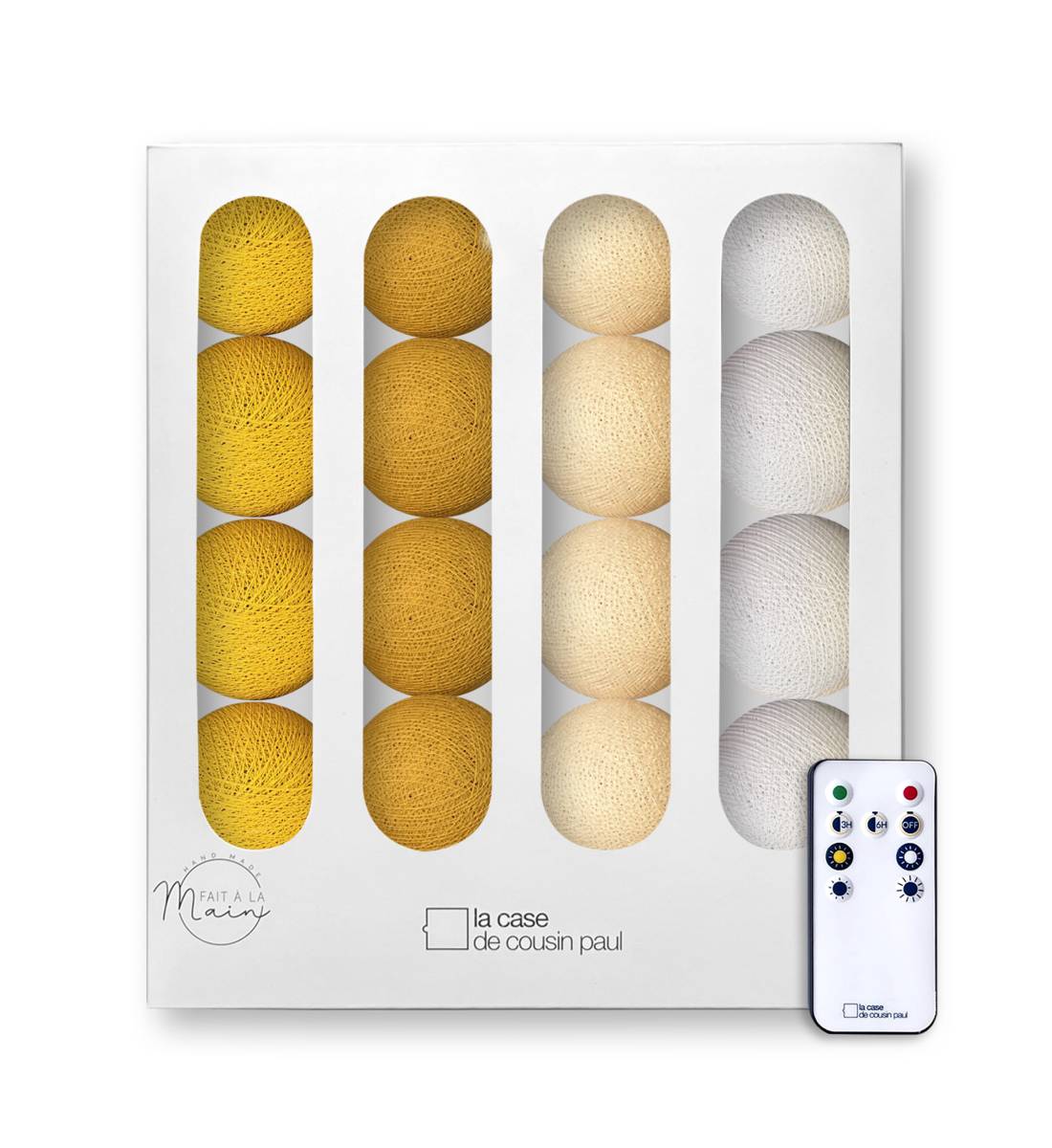 Guirlande lumineuse boule Jaune moutarde &amp; camel