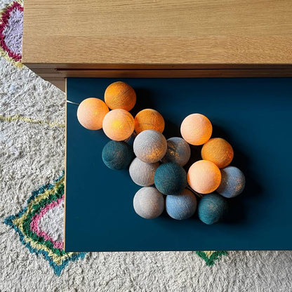 Guirlande lumineuse boule Bleu &amp; camel