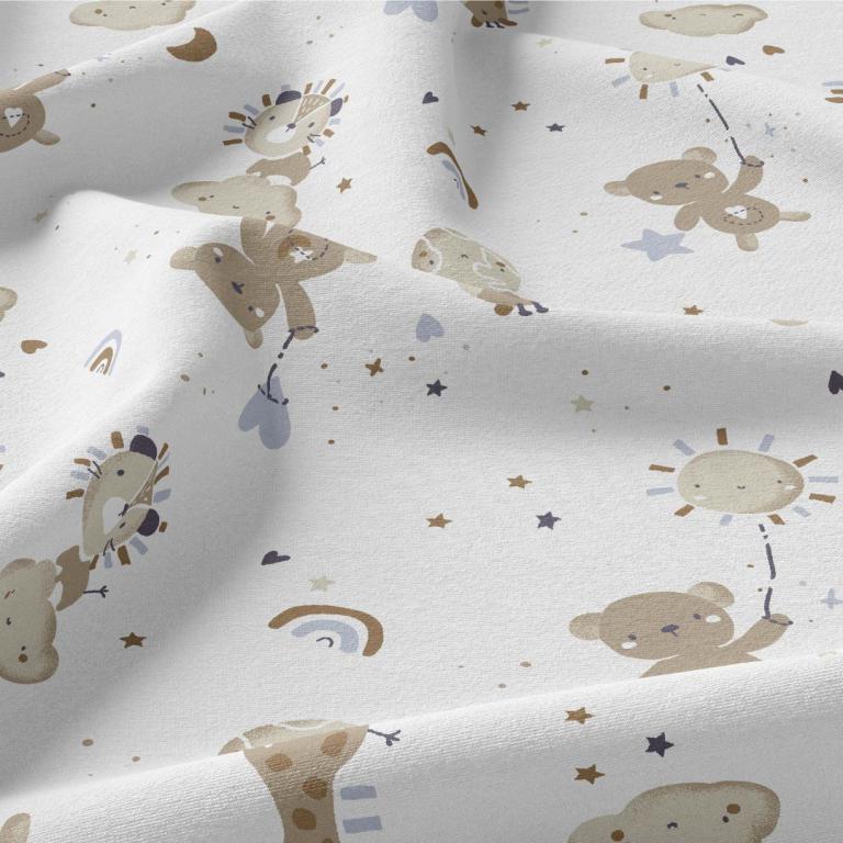 Cabine bedhemel Wit &amp; Blauw met Bear &amp; Lion patroon